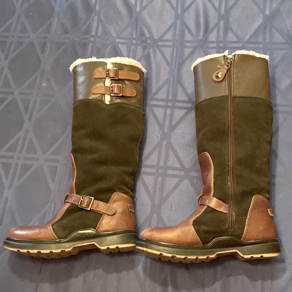 Pajar Brown Leather and Suede Tall Winter Boots Riding Style 9-9.5